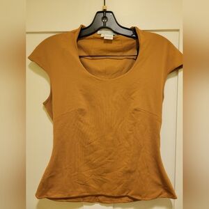 Saks Fifth Avenue Tan Fitted Short Sleeve Tee